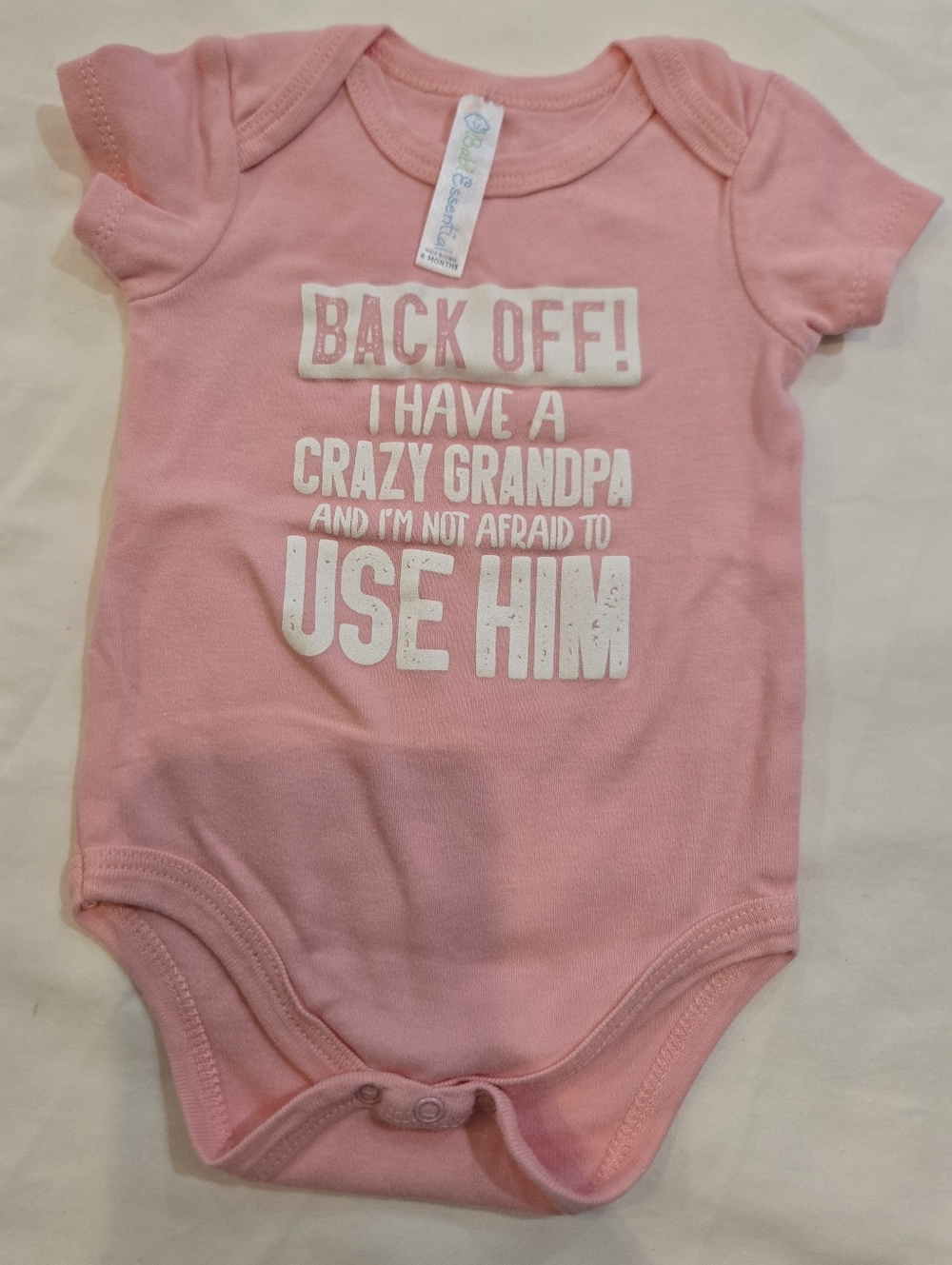 Babi Essential - Pink Graphic Tee Onesie - (6M)